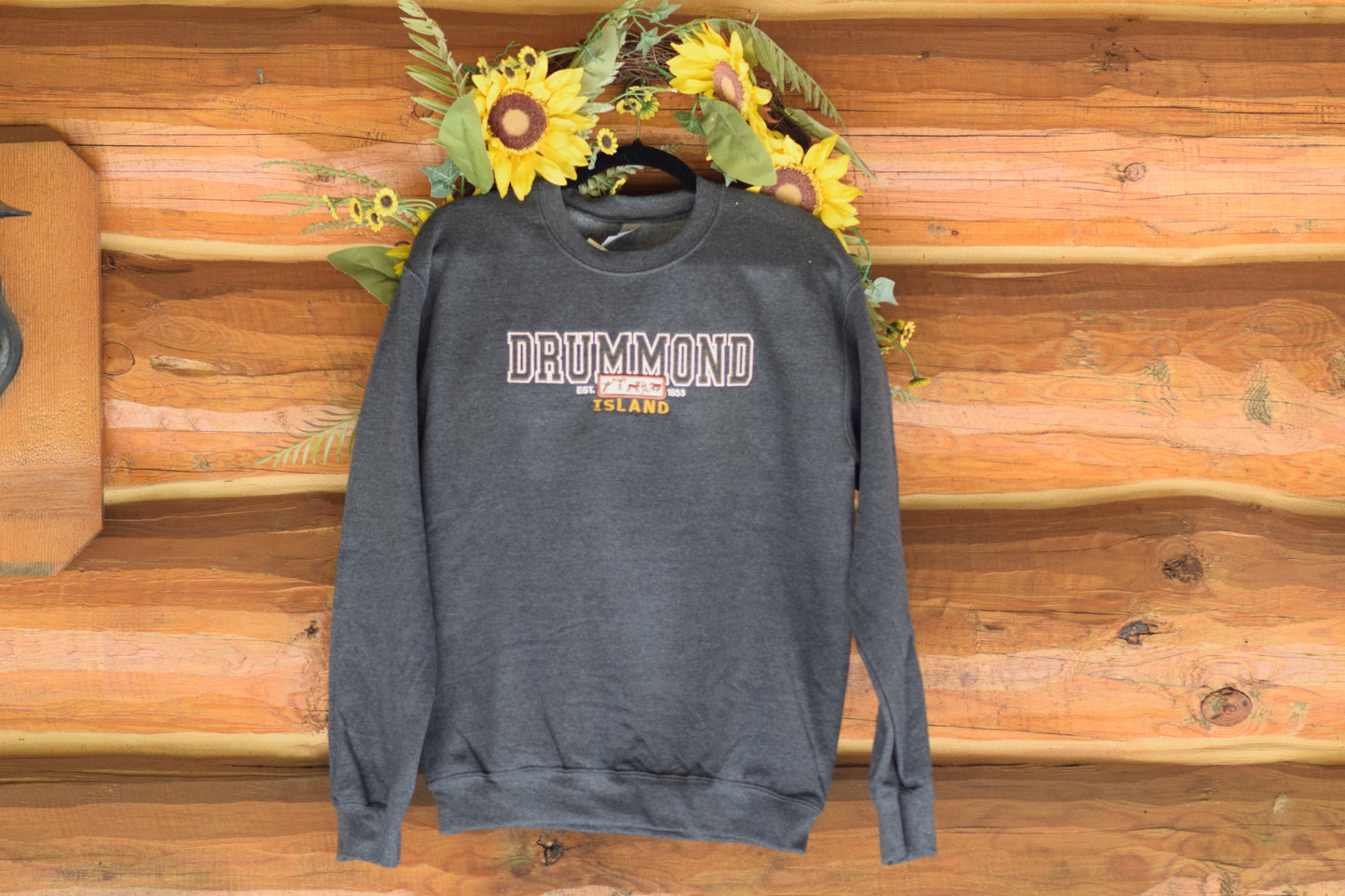 Dark Heather Embroidered Crewneck