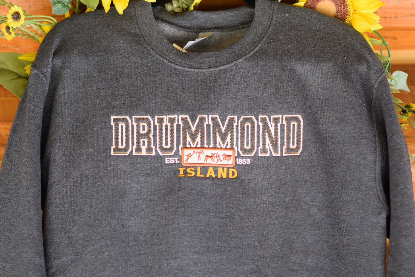 Dark Heather Embroidered Crewneck