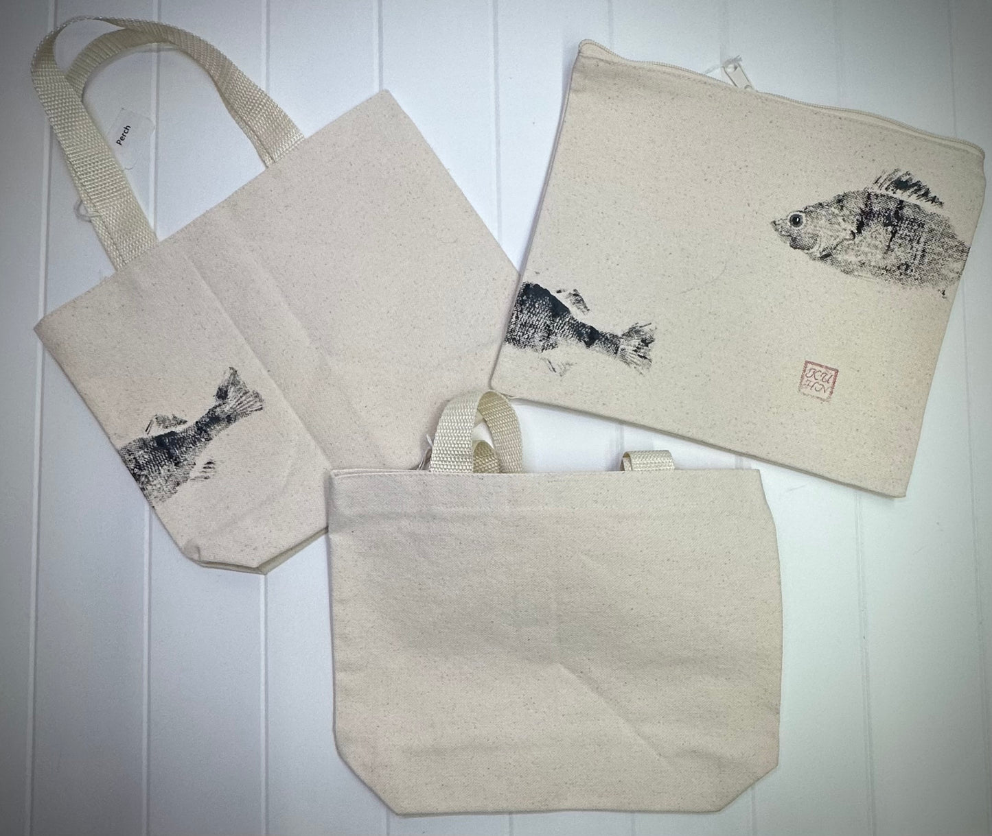Michigan Artist made canvas bags, Locally Caught Fish!