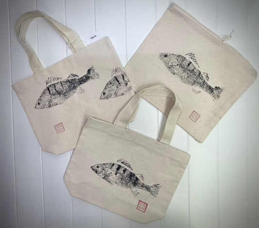 Michigan Artist made canvas bags, Locally Caught Fish!